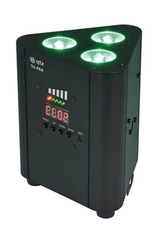 QTX Tri-PAR: Rechargeable Triple PAR Uplighter QTX Tri-PAR: Rechargeable Triple PAR Uplighter