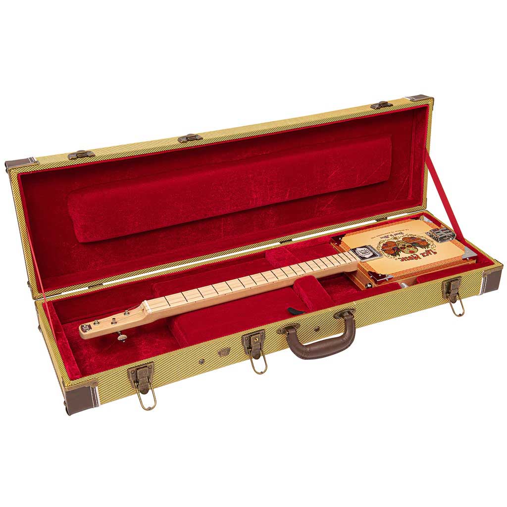 Lace Cigar Box Guitar Case for 3 & 4 string guitars Tweed
