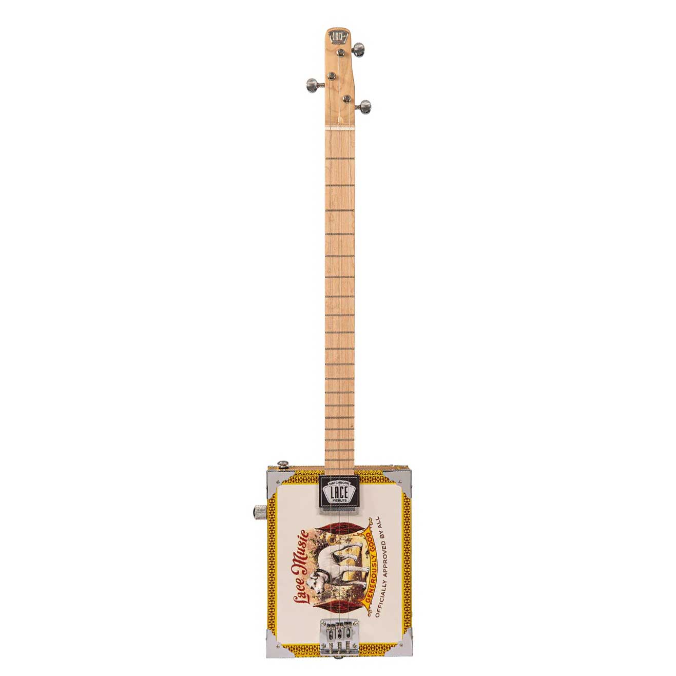 Lace Cigar Box Electric Guitar 3 String Pero Pup