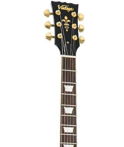 Vintage V100PBB V100 Guitar 2W90 Gold Hardware Gloss Black Vintage V100PBB V100 Guitar 2W90 Gold Hardware Gloss Black