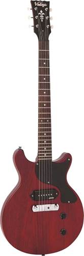 Vintage V130 ReIssued Electric Guitar Double Cut Satin Cherry
