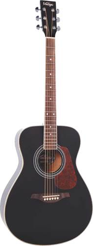 Vintage V300BK Folk Guitar- Solid Top-Black