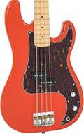 Vintage V4 ReIssued Maple Fingerboard Bass Guitar Firenza Red