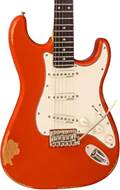 Vintage V6 ICON Electric Guitar Distressed Firenza Red