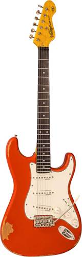 Vintage V6 ICON Electric Guitar Distressed Firenza Red