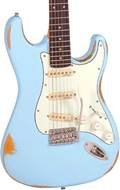Vintage V6 ICON Electric Guitar Distressed Laguna Blue
