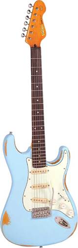 Vintage V6 ICON Electric Guitar Distressed Laguna Blue