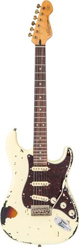 Vintage V6 Icon Distressed White Over Sunburst Electric Guitar Vintage V6 Icon Distressed White Over Sunburst Electric Guitar