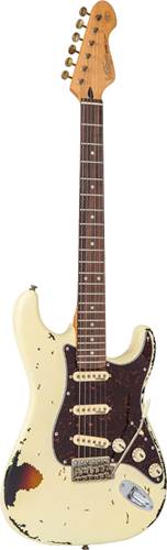 Vintage V6 Icon Distressed White Over Sunburst Electric Guitar Vintage V6 Icon Distressed White Over Sunburst Electric Guitar
