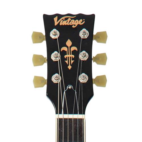Vintage VSA500B Reissued Semi Acoustic Guitar with Bigsby Boulevard Black Vintage VSA500B Reissued Semi Acoustic Guitar with Bigsby Boulevard Black