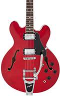 Vintage VSA500B Reissued Semi Acoustic Guitar with Bigsby - Cherry Red