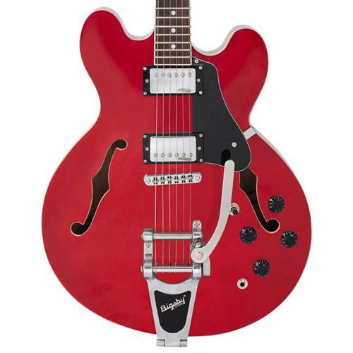 Vintage VSA500B Reissued Semi Acoustic Guitar with Bigsby - Cherry Red Vintage VSA500B Reissued Semi Acoustic Guitar with Bigsby - Cherry Red
