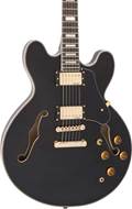 Vintage VSA500GBK ReIssued Semi-Acoustic Guitar Gold Hardware Gloss Black