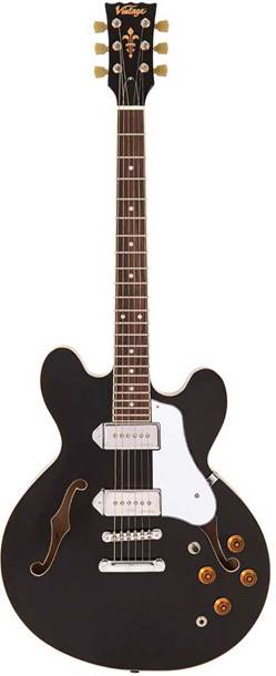 Vintage VSA500P ReIssued Semi Acoustic Guitar - Boulevard Black