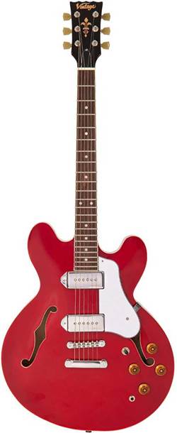 Vintage VSA500P ReIssued Semi Acoustic Guitar Cherry Red
