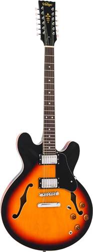 Vintage VSA500SB-12 Semi-Acoustic 12 String Guitar Sunburst