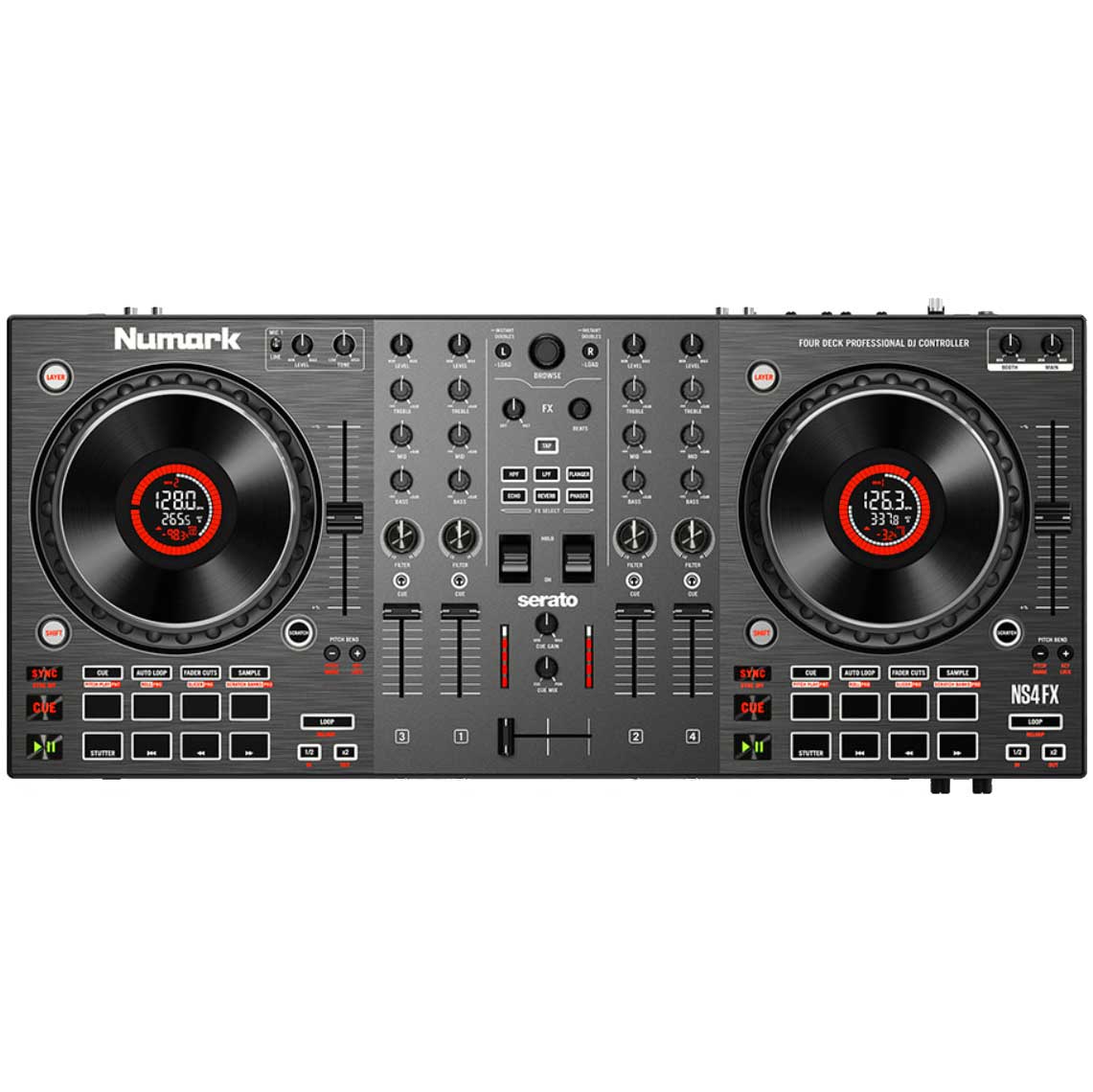 Numark NS4FX 4-Deck Professional DJ Controller | guitarguitar