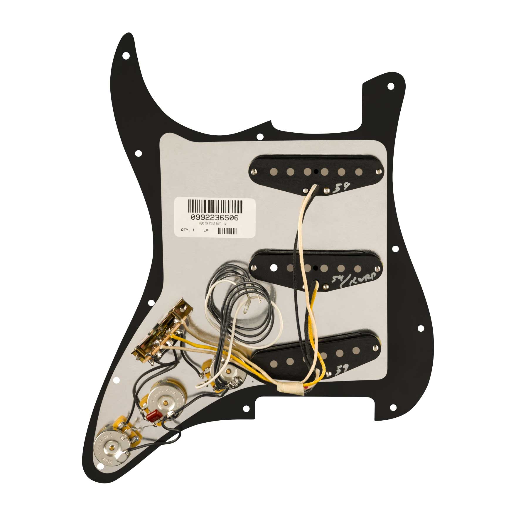 Fender Pre-Wired Strat Pickguard Pure Vintage '59 With RWRP Midde Black 11 Hole PG
