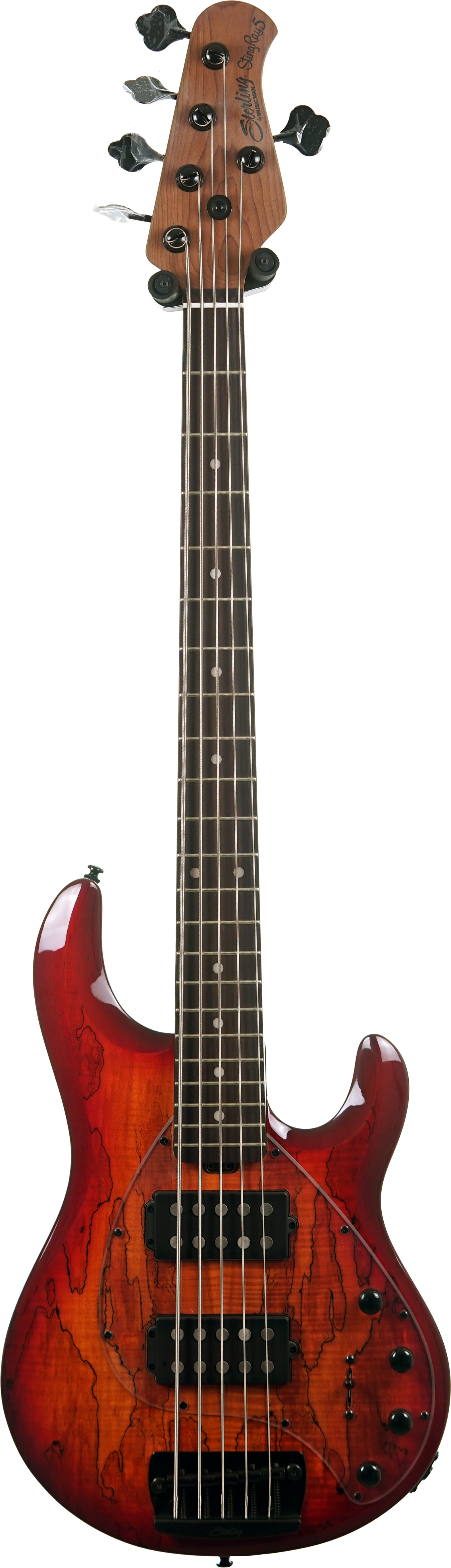 Music Man Sterling StingRay 5 HH RAY35HH Spalted Maple Blood Orange Burst