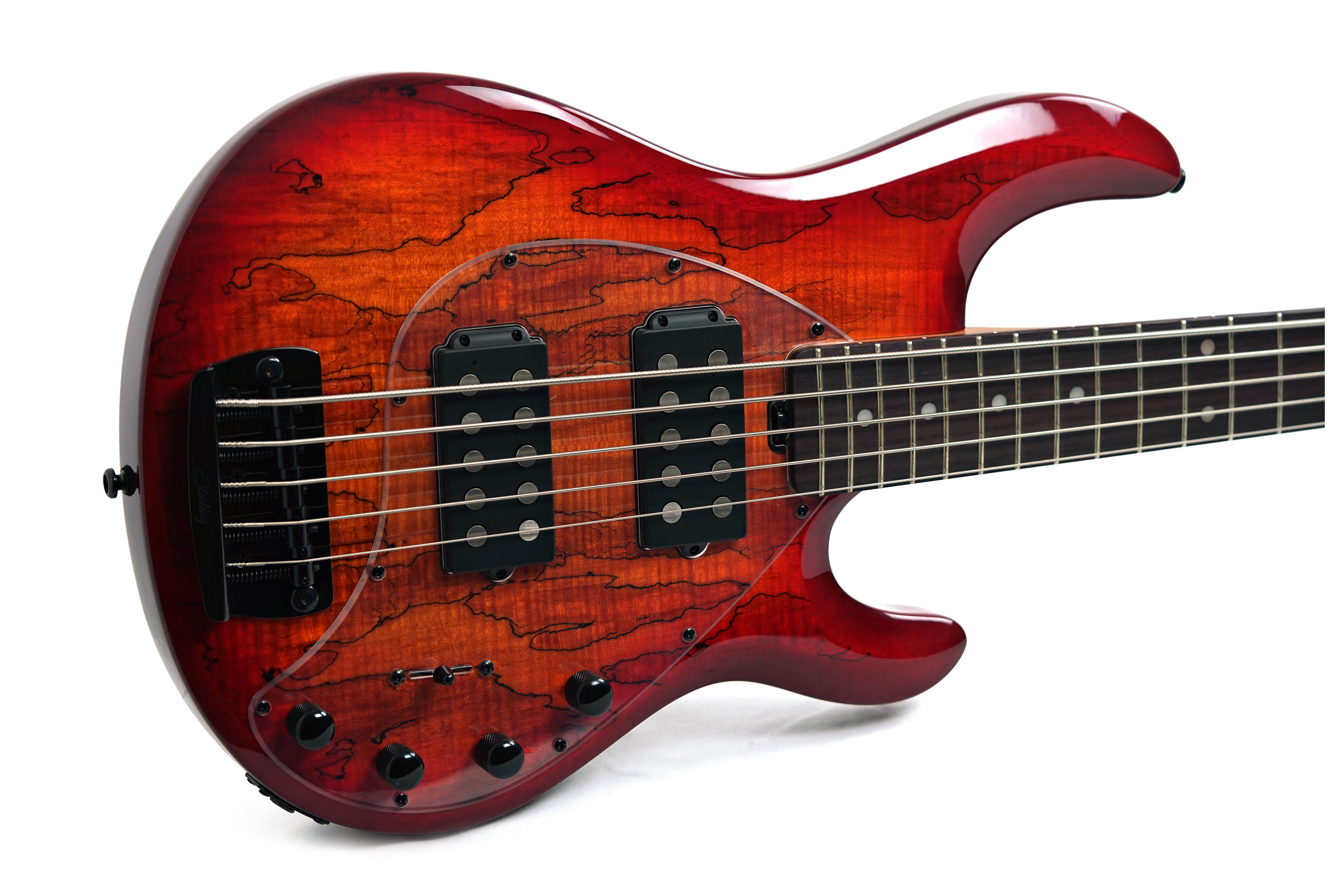 Music Man Sterling StingRay 5 HH RAY35HH Spalted Maple Blood Orange Burst