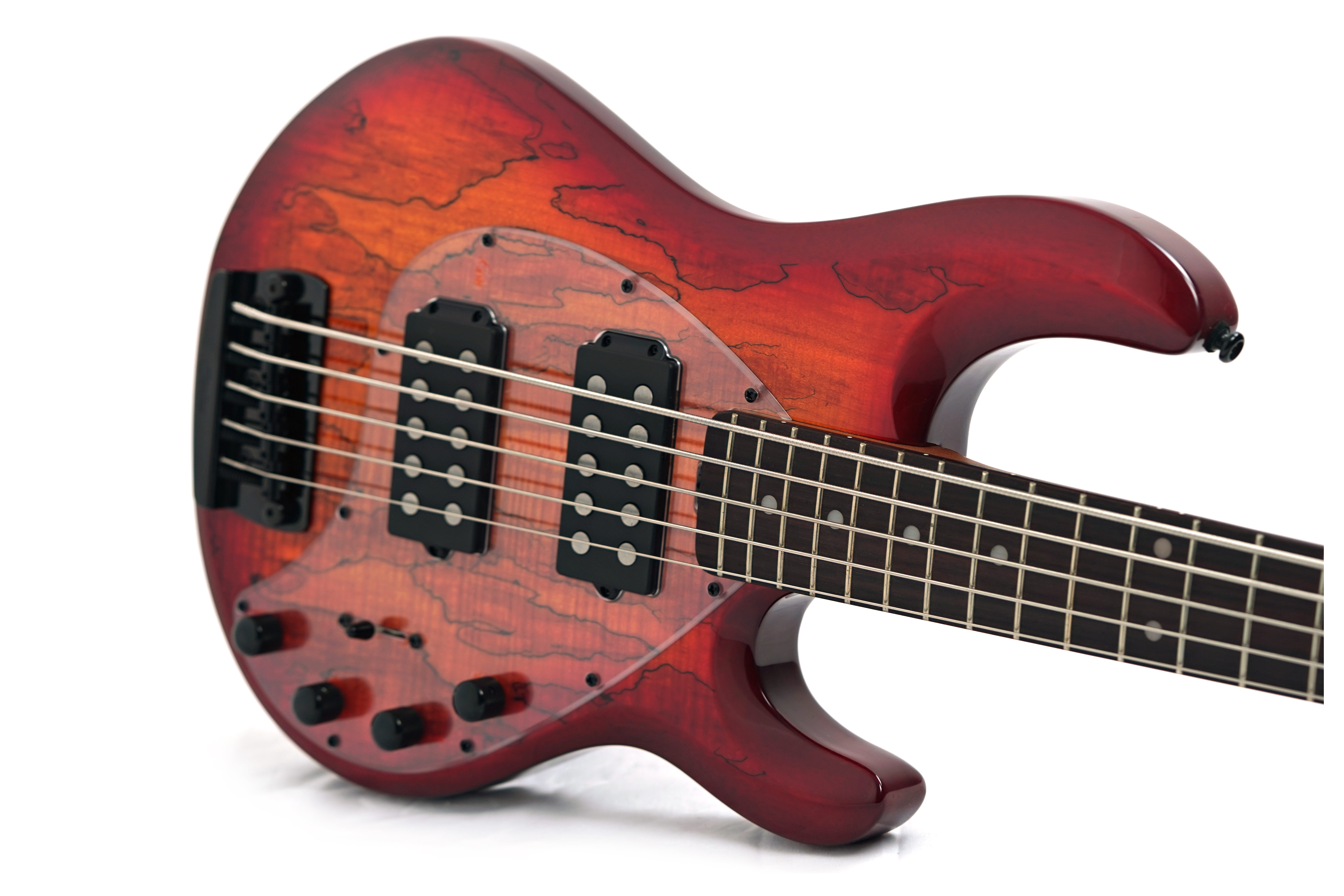 Music Man Sterling StingRay 5 HH RAY35HH Spalted Maple Blood Orange Burst