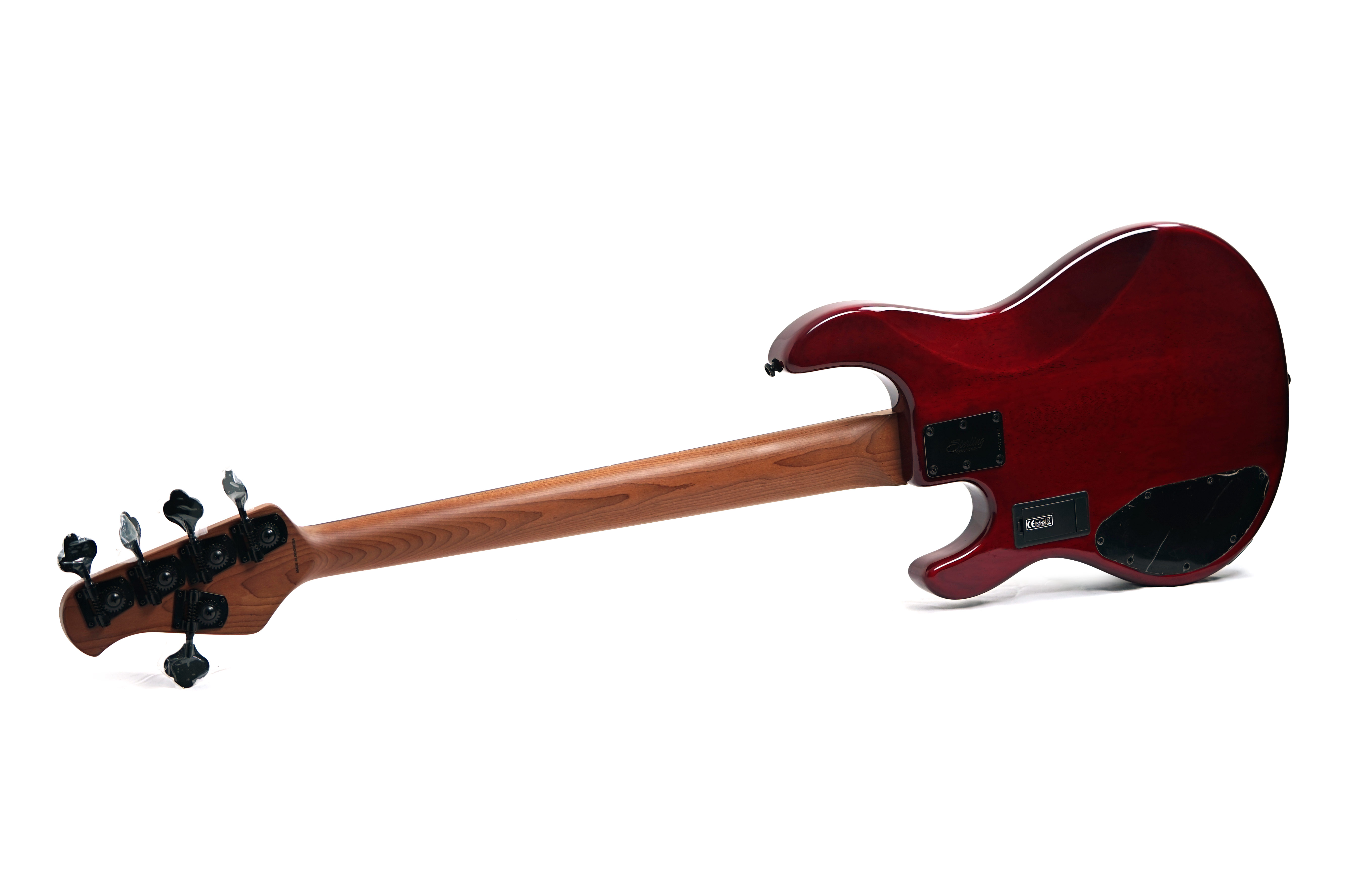 Music Man Sterling StingRay 5 HH RAY35HH Spalted Maple Blood Orange Burst