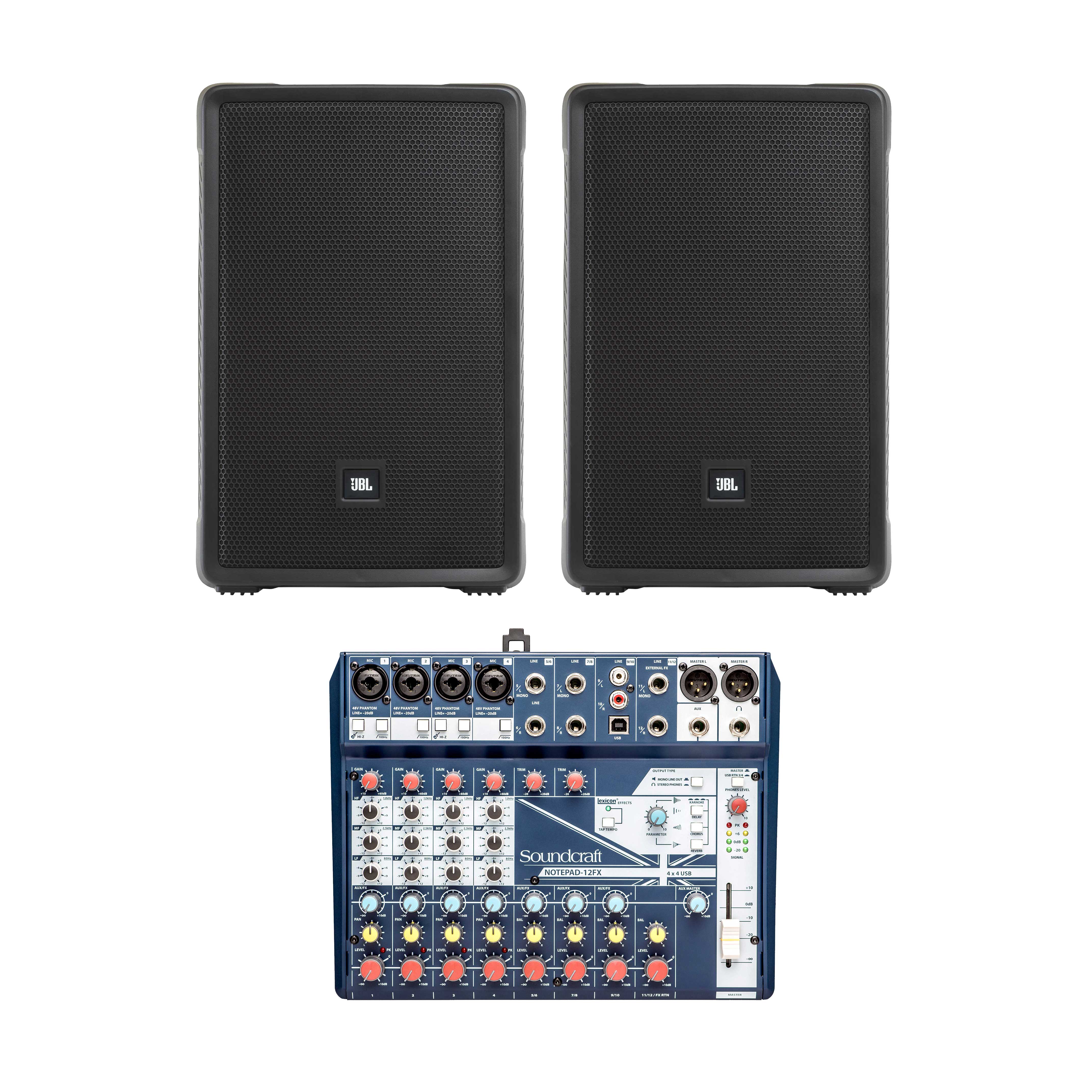 JBL IRX112BT + Soundcraft Notepad 12FX Bundle
