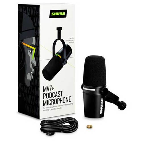 Shure MV7+ Black Hybrid USB/XLR Microphone Shure MV7+ Black Hybrid USB/XLR Microphone