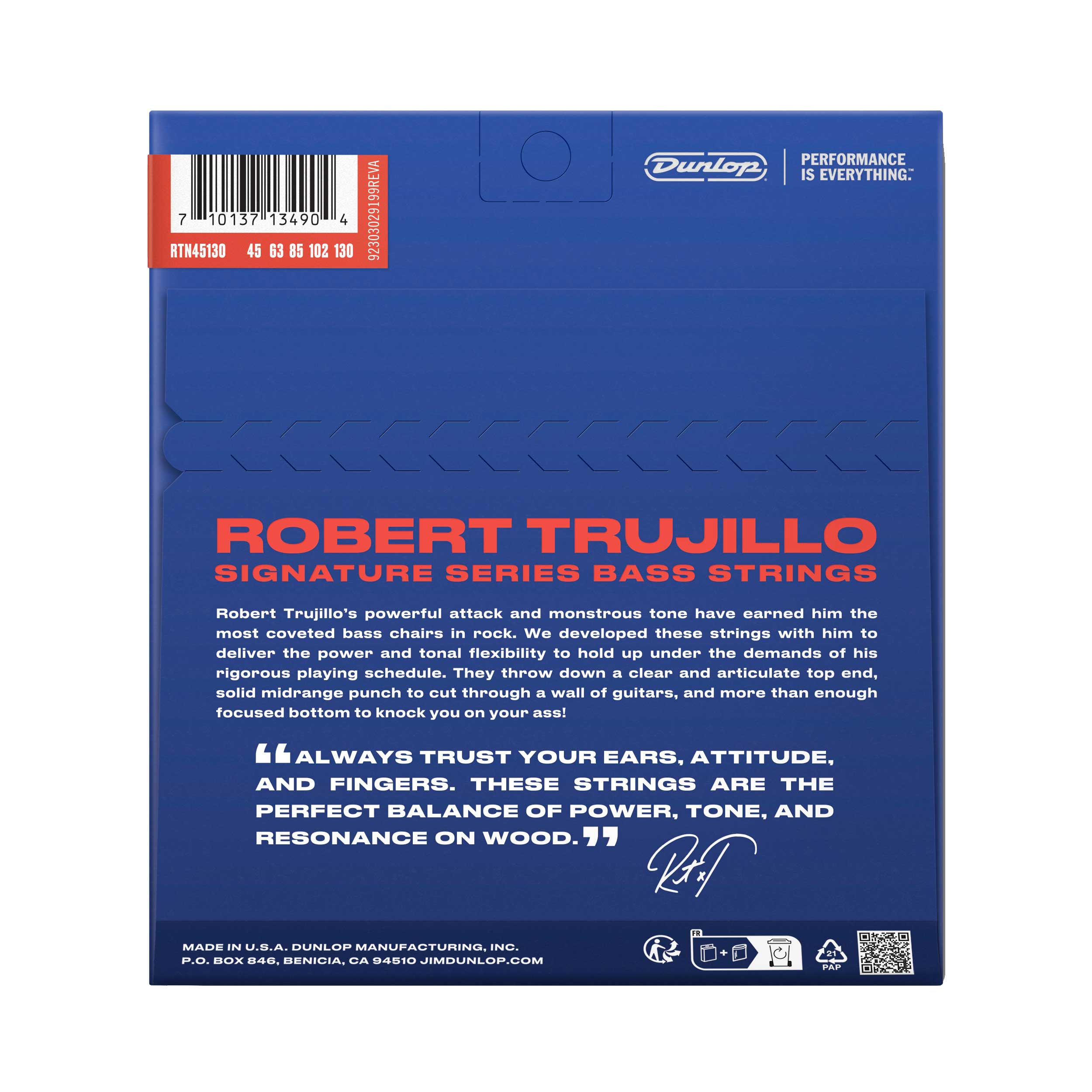 Dunlop Signature Robert Trujillo Nickel Wound 5 String Bass Strings 45-130