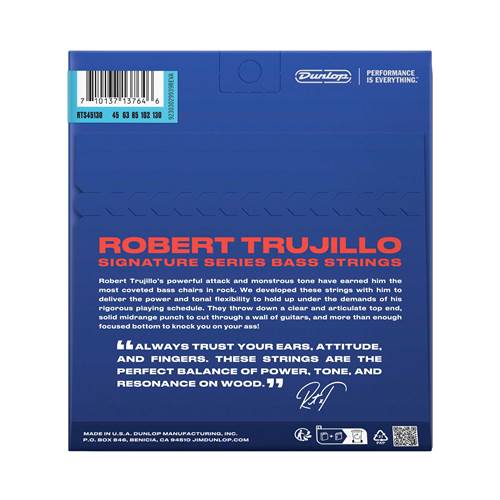 Dunlop Signature Robert Trujillo Stainless Steel 5 String Bass Strings 45-130 Dunlop Signature Robert Trujillo Stainless Steel 5 String Bass Strings 45-130