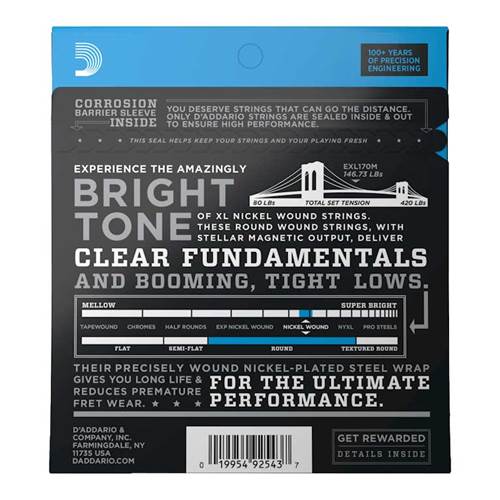 D'Addario EXL170M XL Regular Light Medium Scale Bass 45-100 D'Addario EXL170M XL Regular Light Medium Scale Bass 45-100