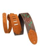 Levy's Flowering Vine Series Brown Leather Strap Red Flowers Green Leaves