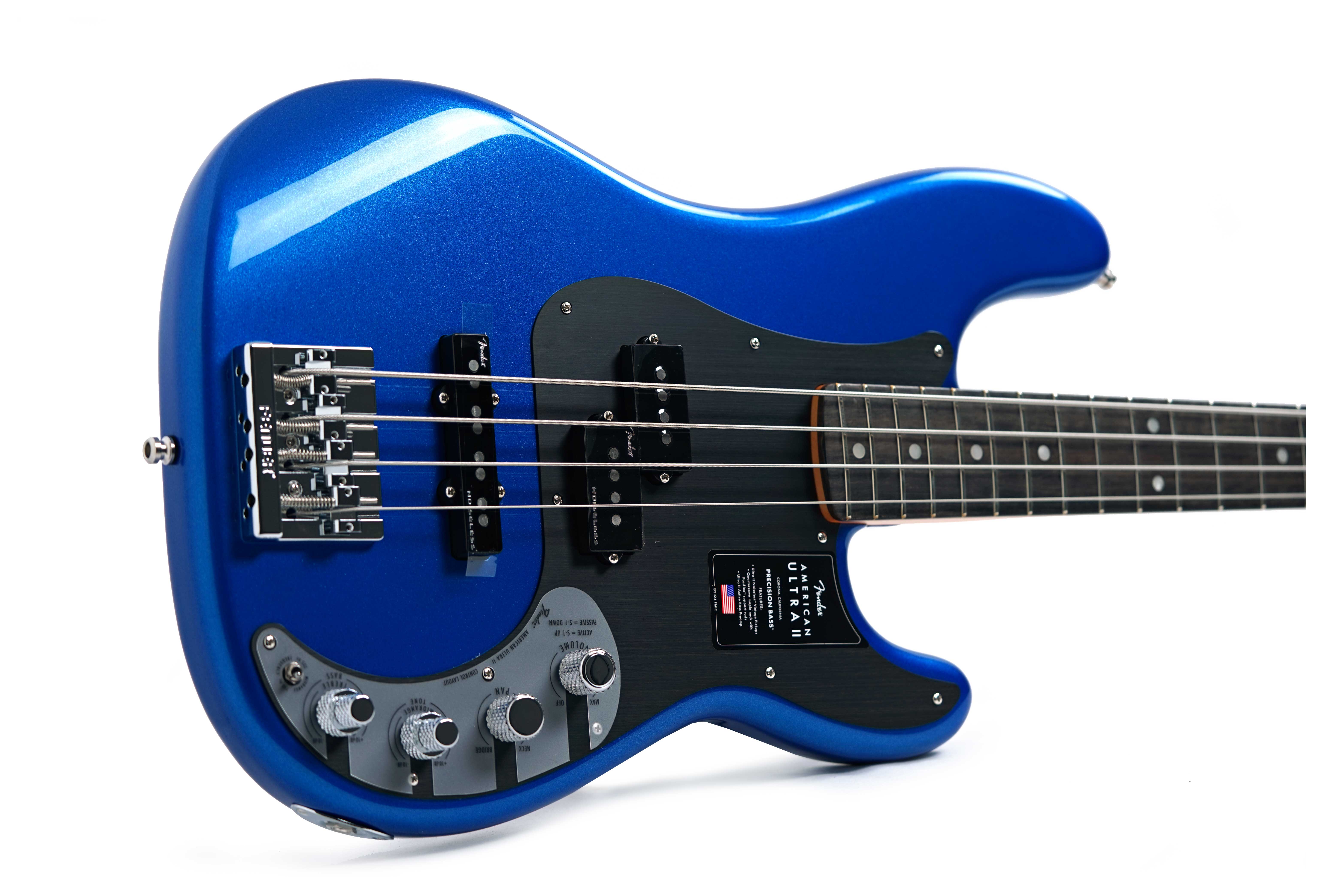Fender American Ultra II Precision Bass Noble Blue Ebony Fingerboard #US25026842