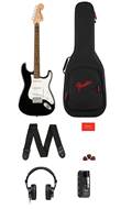 Squier Affinity Series Stratocaster Mustang Micro Pack Indian Laurel Fingerboard Black Gig Bag