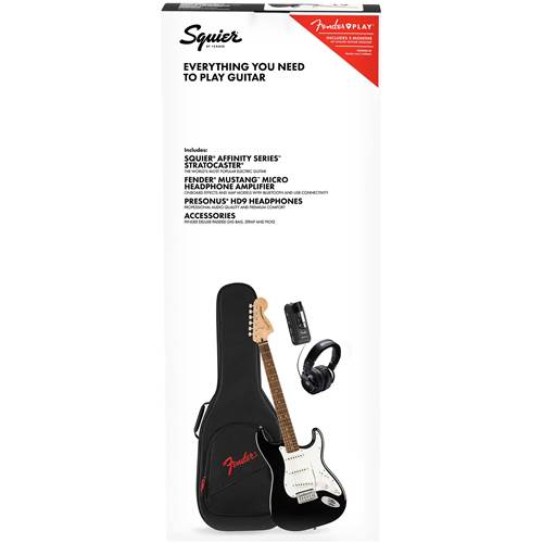 Squier Affinity Series Stratocaster Mustang Micro Pack Indian Laurel Fingerboard Black Gig Bag Squier Affinity Series Stratocaster Mustang Micro Pack Indian Laurel Fingerboard Black Gig Bag