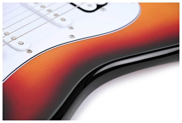 Squier Affinity Series Stratocaster Junior HSS Laurel Fingerboard White Pickguard 3 Colour Sunburst Squier Affinity Series Stratocaster Junior HSS Laurel Fingerboard White Pickguard 3 Colour Sunburst