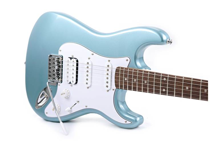 Squier Affinity Series Stratocaster Junior HSS Indian Laurel Fingerboard White Pickguard Ice Blue Metallic Squier Affinity Series Stratocaster Junior HSS Indian Laurel Fingerboard White Pickguard Ice Blue Metallic