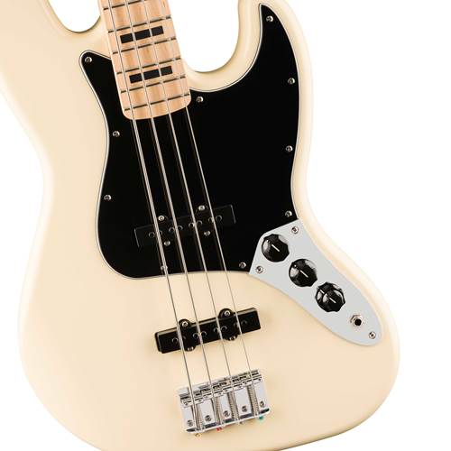 Squier Affinity Series Active Jazz Bass Black Pickguard Olympic White Maple Fingerboard Squier Affinity Series Active Jazz Bass Black Pickguard Olympic White Maple Fingerboard