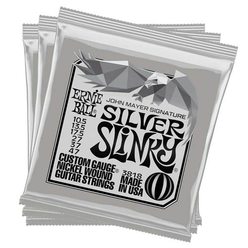 Ernie Ball 3818 John Mayer Silver Slinky 10.5-47 3 Pack Ernie Ball 3818 John Mayer Silver Slinky 10.5-47 3 Pack