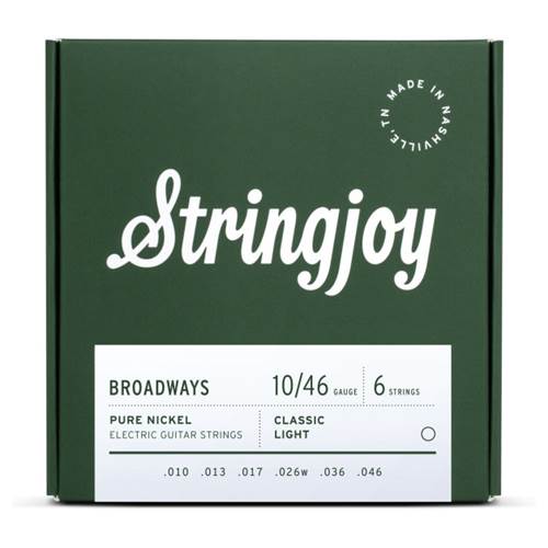 Stringjoy Broadways Classic Light Pure Nickel Electric Strings 10-46 Stringjoy Broadways Classic Light Pure Nickel Electric Strings 10-46