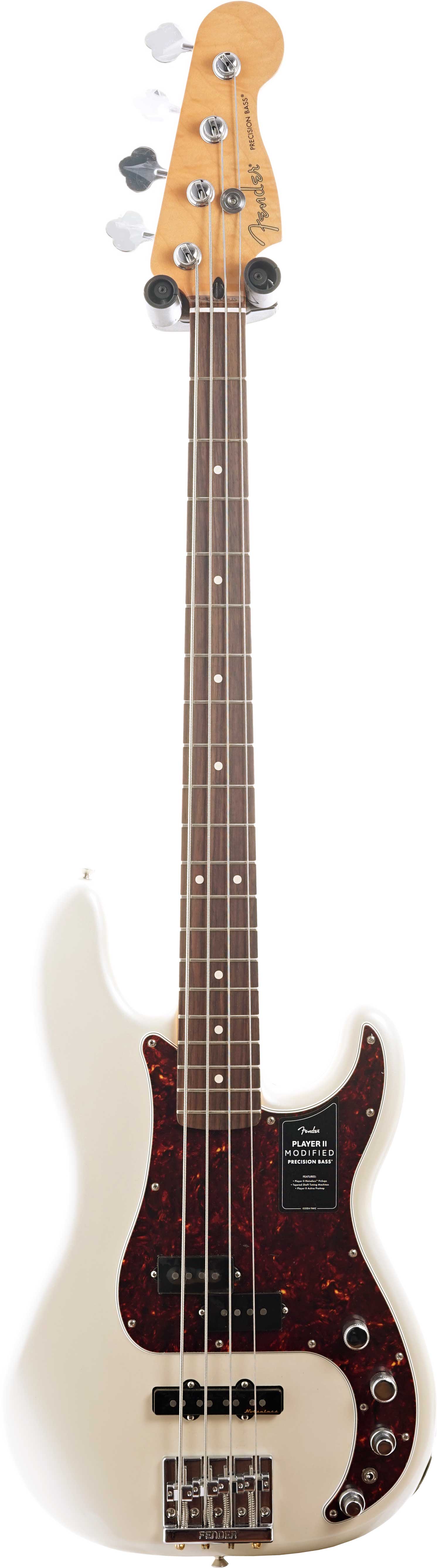 Fender Player II Modified Active Precision Bass Olympic Pearl Rosewood Fingerboard (Ex-Demo) #MX25079100