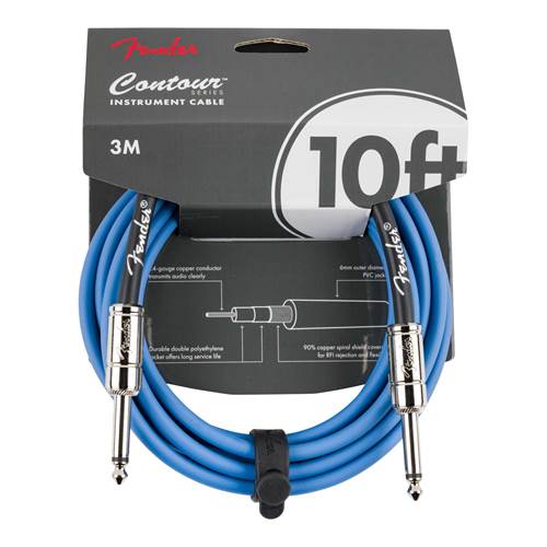 Fender Contour Series 10ft Instrument Cable Lake Placid Blue Fender Contour Series 10ft Instrument Cable Lake Placid Blue