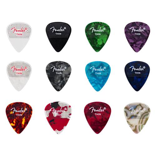 Fender 351 Dotted Celluloid Plectrum 12 Pack, Thin Fender 351 Dotted Celluloid Plectrum 12 Pack, Thin