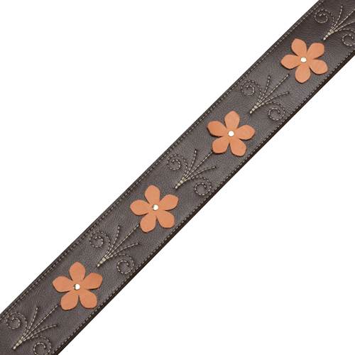 Levy's In Bloom Series Leather with Flower Appliques Mahogany Brown Levy's In Bloom Series Leather with Flower Appliques Mahogany Brown