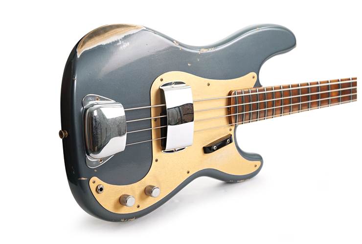 Fender Custom Shop Precision Jazz Bass Relic Chorcoal Frost Metallic #R143504 Fender Custom Shop Precision Jazz Bass Relic Chorcoal Frost Metallic #R143504