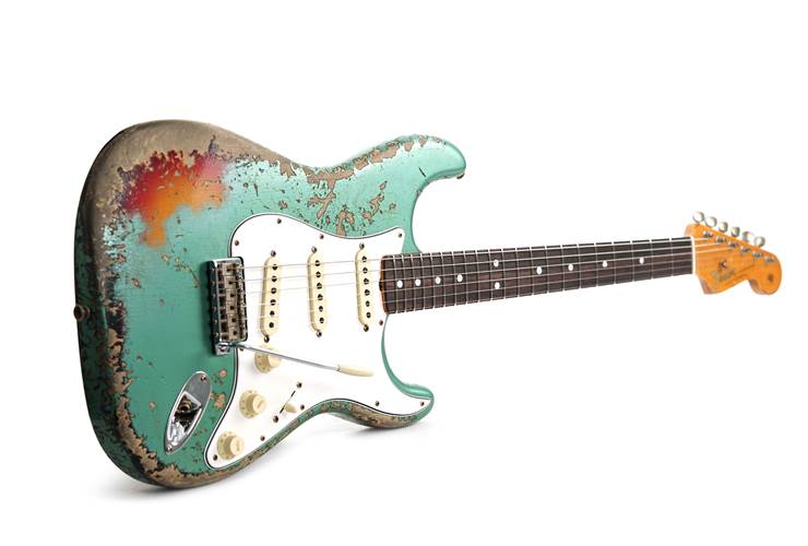Fender Custom Shop 1965 Stratocaster Super Heavy Relic Super Faded Aged Sherwood Green Metallic over 3-Color Sunburst #CZ586962 Fender Custom Shop 1965 Stratocaster Super Heavy Relic Super Faded Aged Sherwood Green Metallic over 3-Color Sunburst #CZ586962