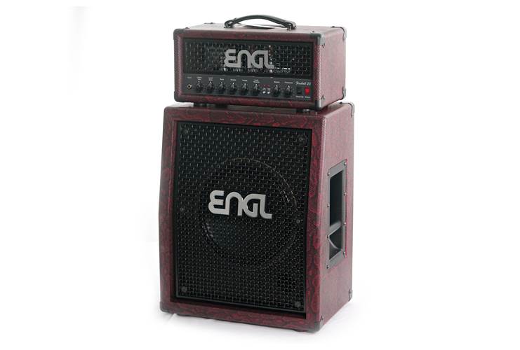 Engl Custom Shop E633 Fireball 25 Valve Amp Head + E112VSB 1x12 Slanted Cabinet - Red Snakeskin with Red Illumination #6332513701 Engl Custom Shop E633 Fireball 25 Valve Amp Head + E112VSB 1x12 Slanted Cabinet - Red Snakeskin with Red Illumination #6332513701