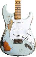 Fender Custom Shop Limited Edition 1954 Stratocaster Heavy Relic Super Faded Aged Sonic Blue Over 2-Tone Sunburst #LXX0731