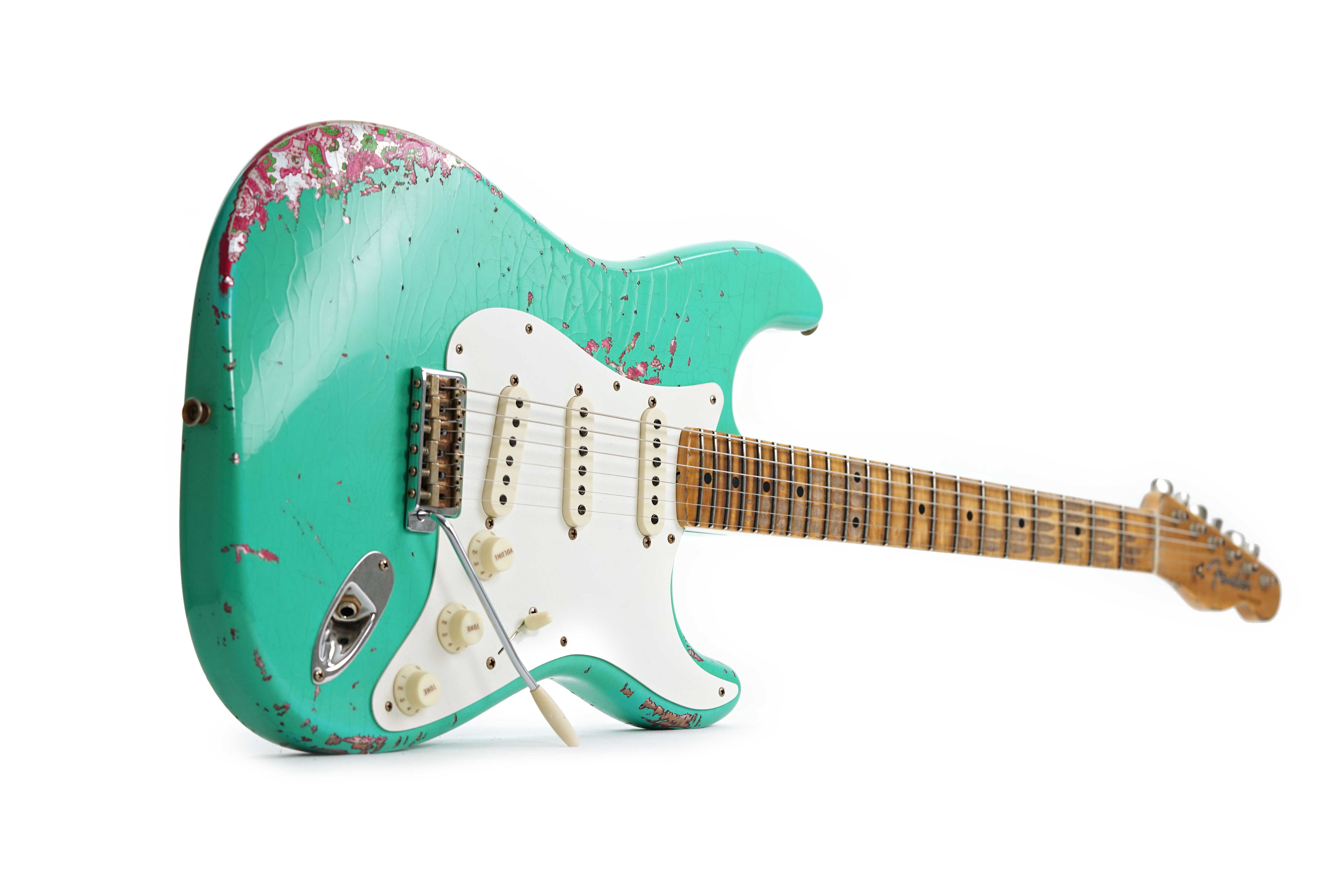 Fender Custom Shop Limited Edition Mischief Maker Stratocaster Heavy Relic Aged Surf Green Over Pink Paisley #CZ581057