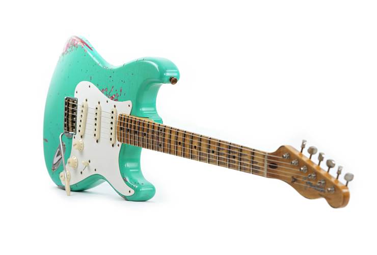 Fender Custom Shop Limited Edition Mischief Maker Stratocaster Heavy Relic Aged Surf Green Over Pink Paisley #CZ581057 Fender Custom Shop Limited Edition Mischief Maker Stratocaster Heavy Relic Aged Surf Green Over Pink Paisley #CZ581057